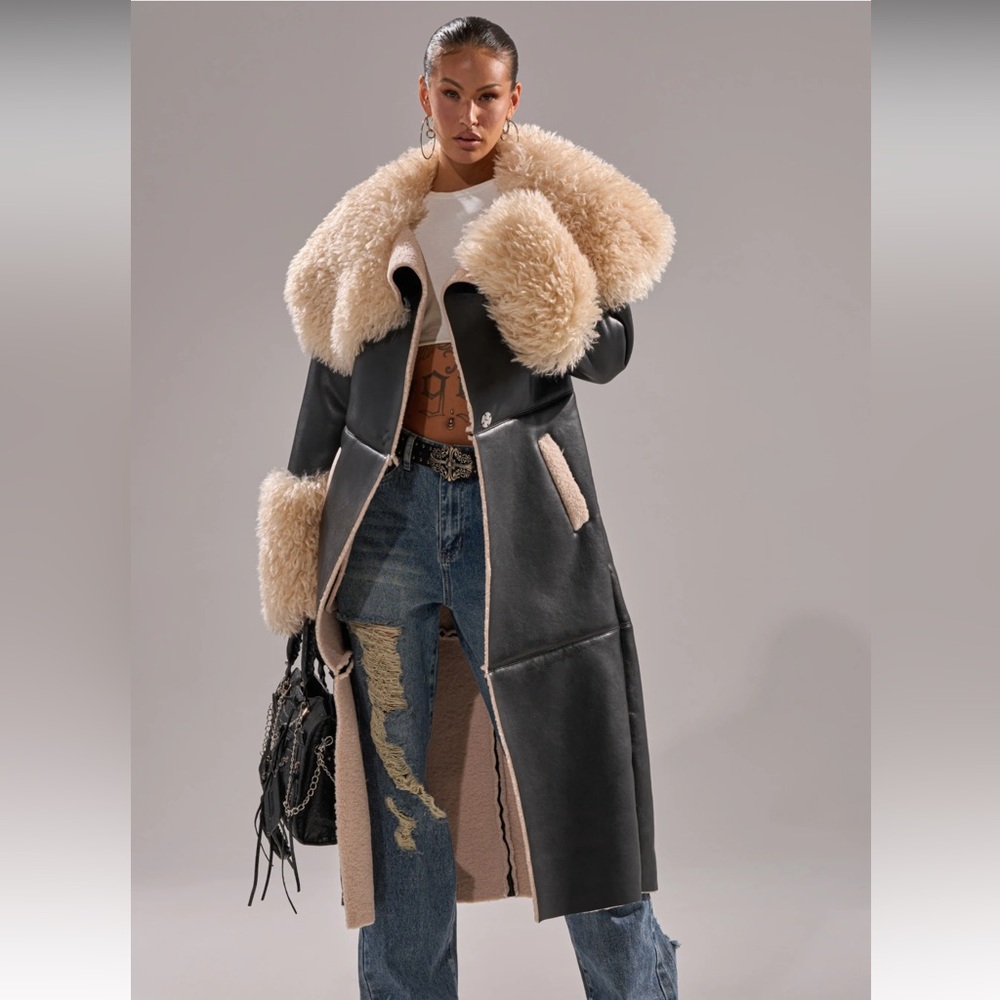 Fluffy Trench Coat - Picture 2 of 2